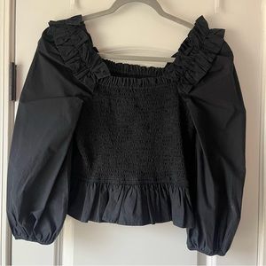 The Drop Black Ruffle Top